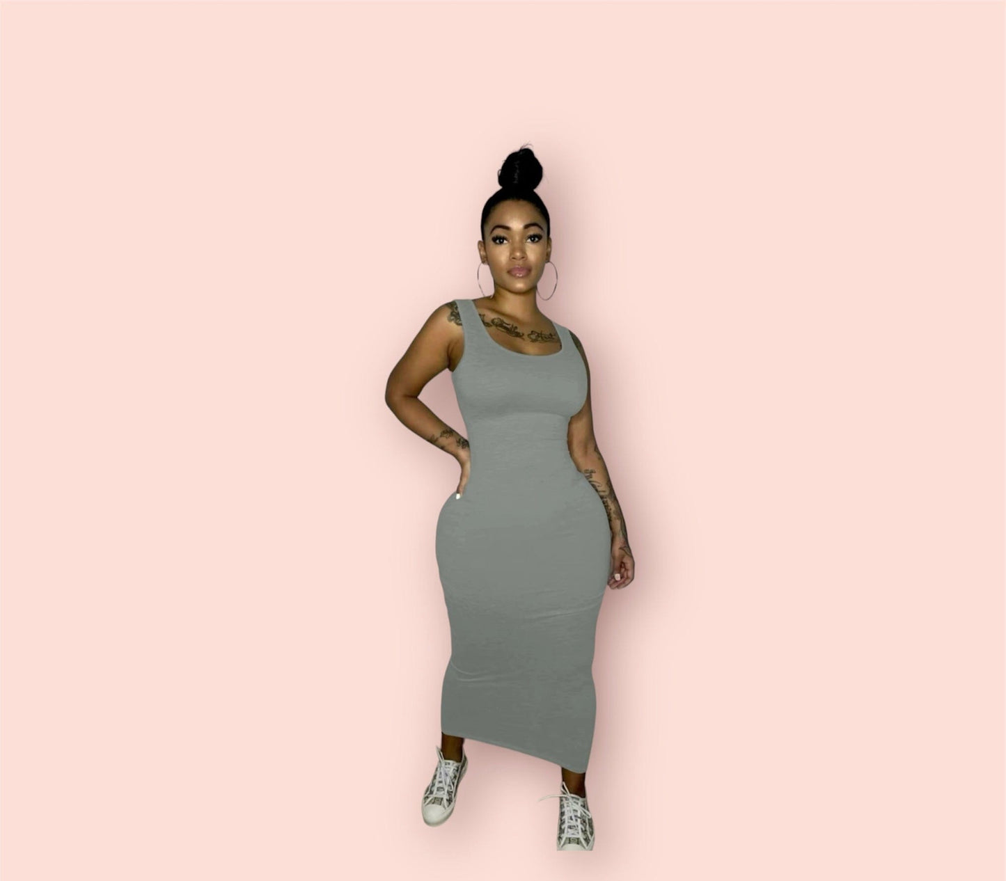 U Neck Bodycon Tank Dress