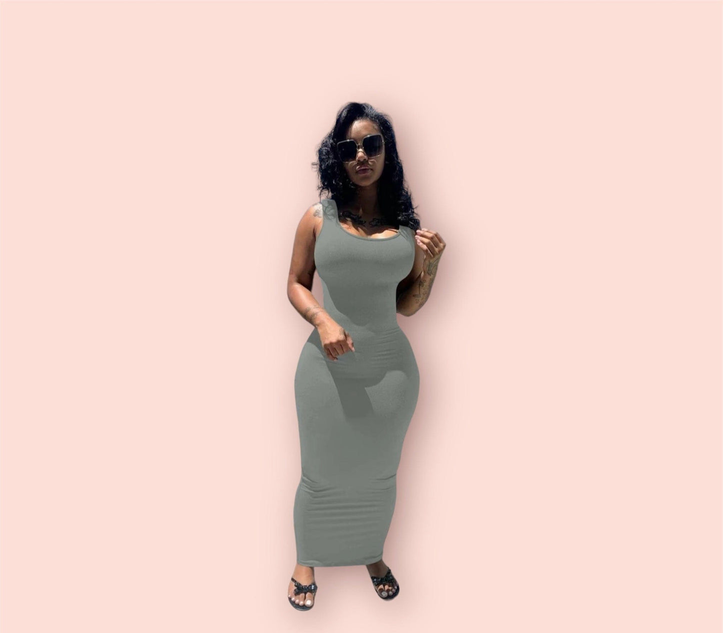 U Neck Bodycon Tank Dress