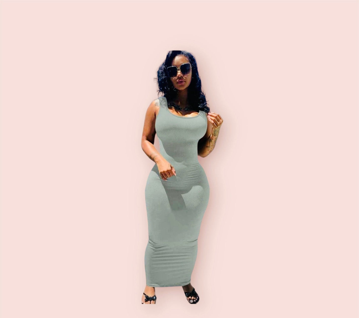 U Neck Bodycon Tank Dress