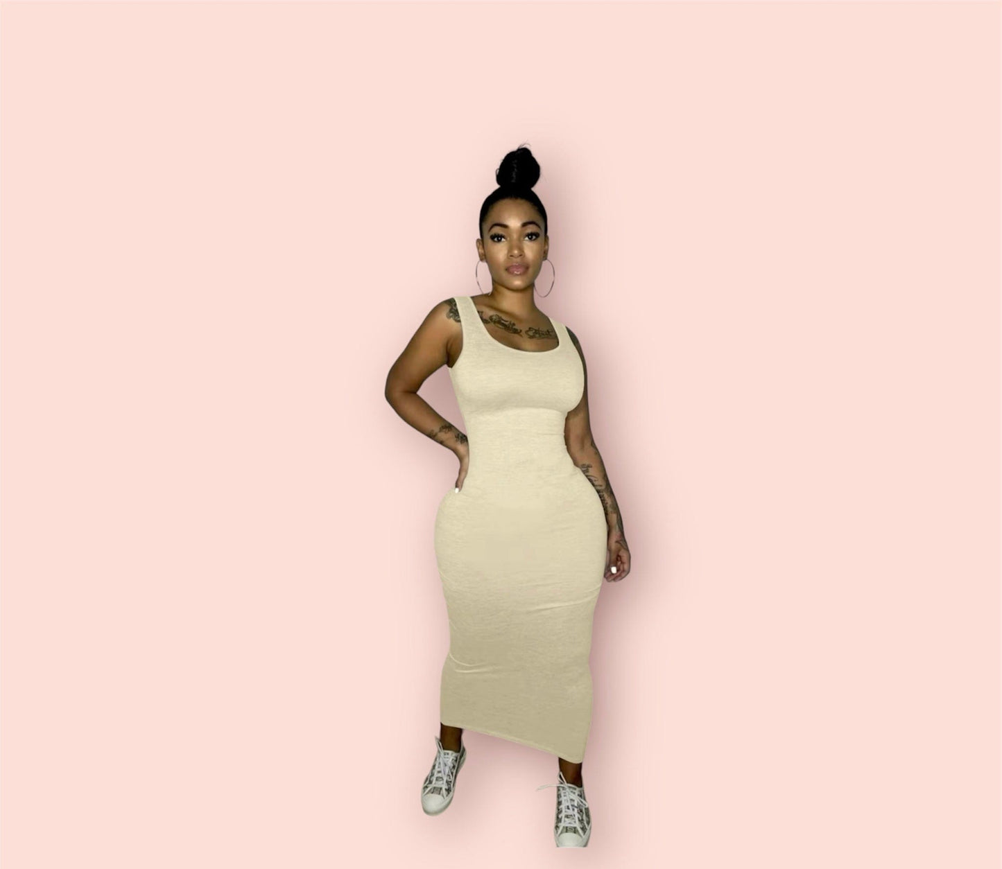 U Neck Bodycon Tank Dress